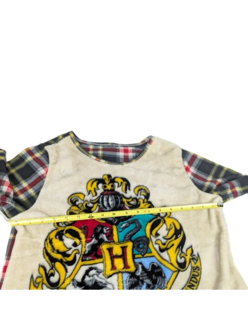 Harry Potter Hogwarts Youth /Ladies small Fleece Plaid  Pajama Top Dress READ